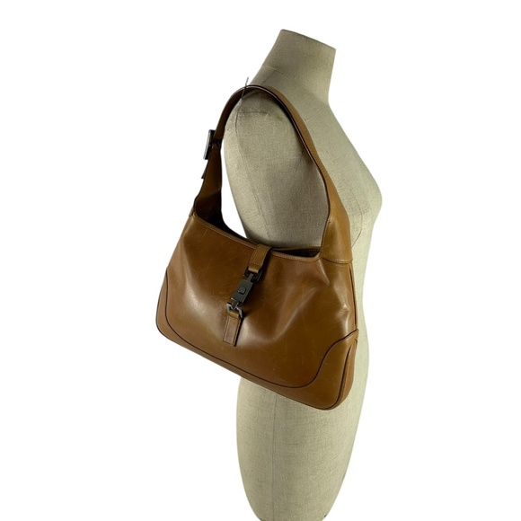 Genuine vintage GUCCI Jackie O Tan Leather Shoulder Bag Purse HTF - Picture 1 of 16
